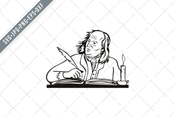 Benjamin Franklin American Polymath Graphics for Editorial