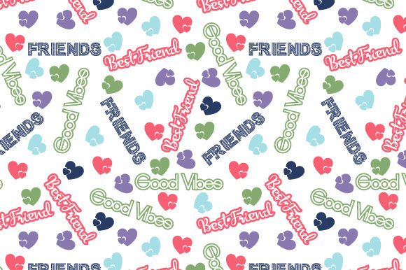 Best Friends Text Seamless Pattern Graphics and Patterns Review