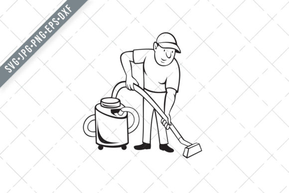 Carpet Cleaner Worker Graphics for Bold Illustrations
