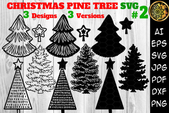 Christmas 3 Designs Pine Tree Set 2 Graphics and Illustrations Review