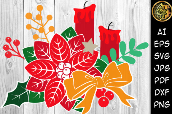 Christmas Poinsettia Candle Clipart: Graphics & Illustrations Review