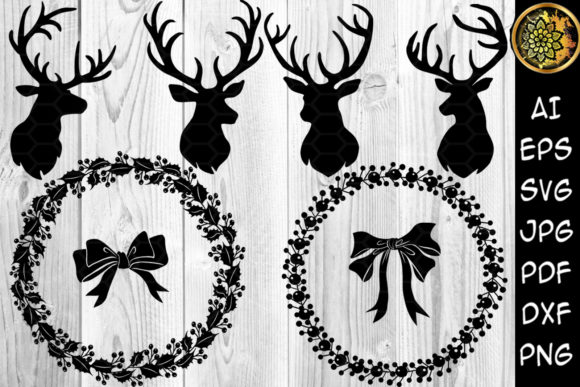 Christmas Reindeer - Wreath Clipart: Graphics & Illustrations Review
