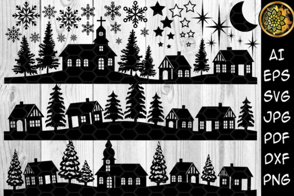 Christmas Scene Silhouette Clipart Graphics and Illustrations Review