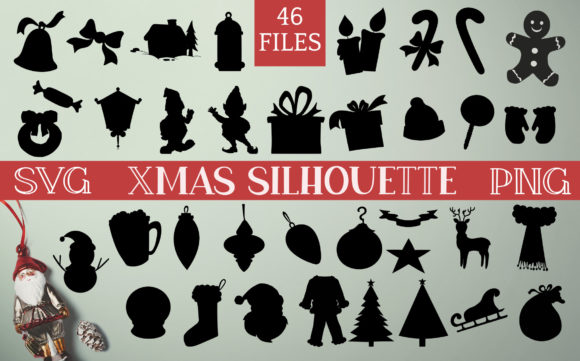 Christmas Silhouette Clip Art for Embroidery