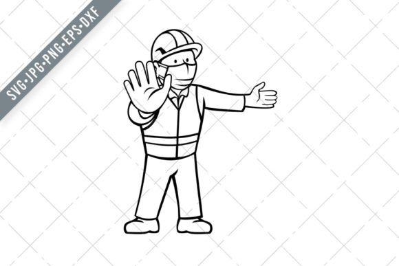 Construction Worker Face Mask Stop Graphics and Illustrations Review