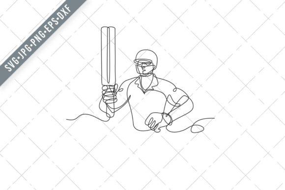Cricket Batsman Holding Up Bat Front SVG Graphics
