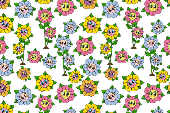 Cute Flower Seamless Pattern Design for Graphics & Patterns