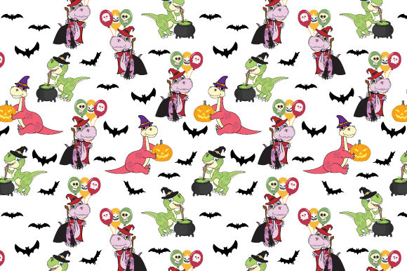 Dinosaur on Halloween Party Pattern: A Graphic Design Asset for Bold Patterns and Graphics