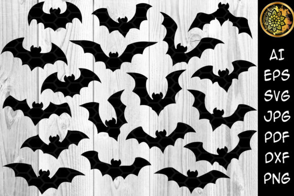 Halloween Bat Silhouette Clipart Set for Graphics & Illustrations
