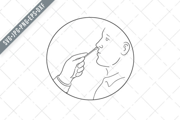 Hand of Nurse Performing Nasal Swab Test Graphics and Illustrations