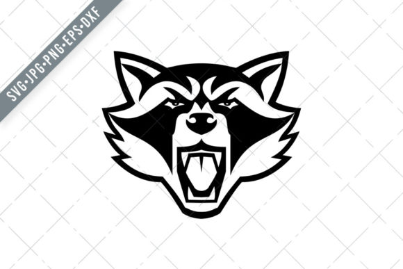 Head of Angry North American Raccoon: Bold Graphics and Illustrations