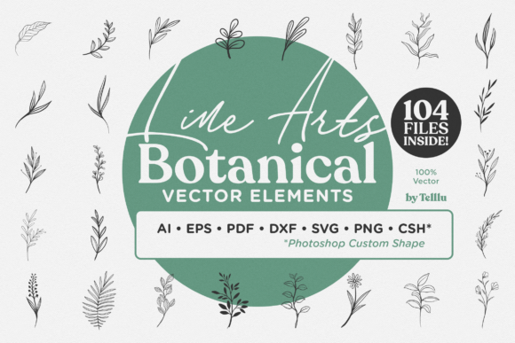 Line Art Botanical Vector Elements for Graphics and Illustrations