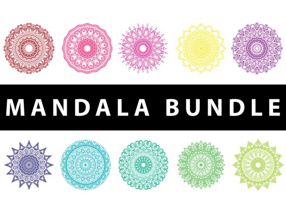 Mandala Pack 10 Pattern Rainbow Concept Graphics