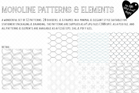 Monoline Patterns Elements: Essential Graphics for Modern Illustrations