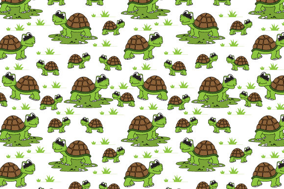 Pattern Design with Cute Turtle Cartoon: Graphics & Patterns for Crafters