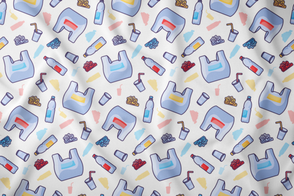 Plastic Waste Seamless Pattern Graphics for Modern Design