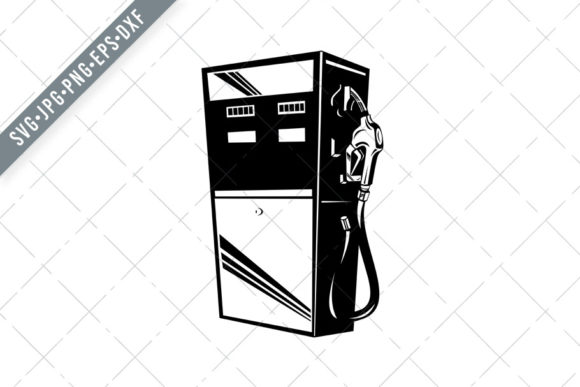 Vintage Gasoline Gas Fuel Pump SVG for Graphics and Illustrations
