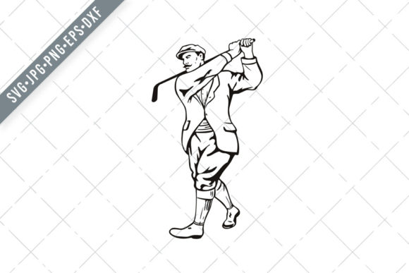 Vintage Golfer with Golf Club Graphics for Authentic Illustrations