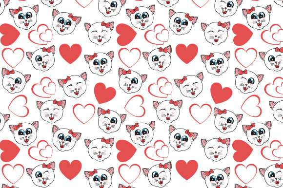 White Cat Seamless Pattern: Graphics for Patterns & Branding