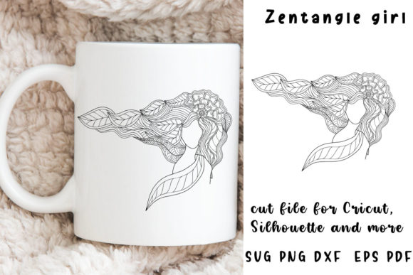 Zentangle. Girl Mandala Graphics for Handmade Illustrations